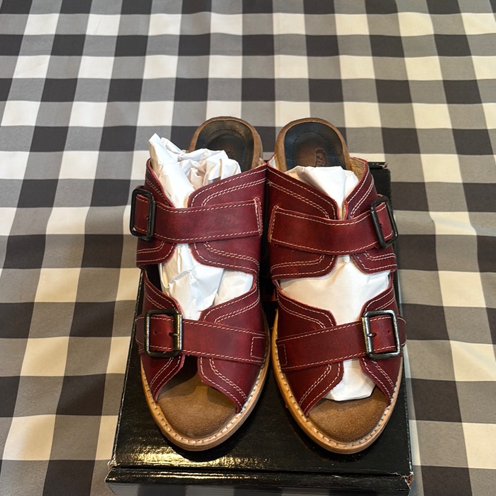 Freebird Red Sandals with Distinctive Leather Straps